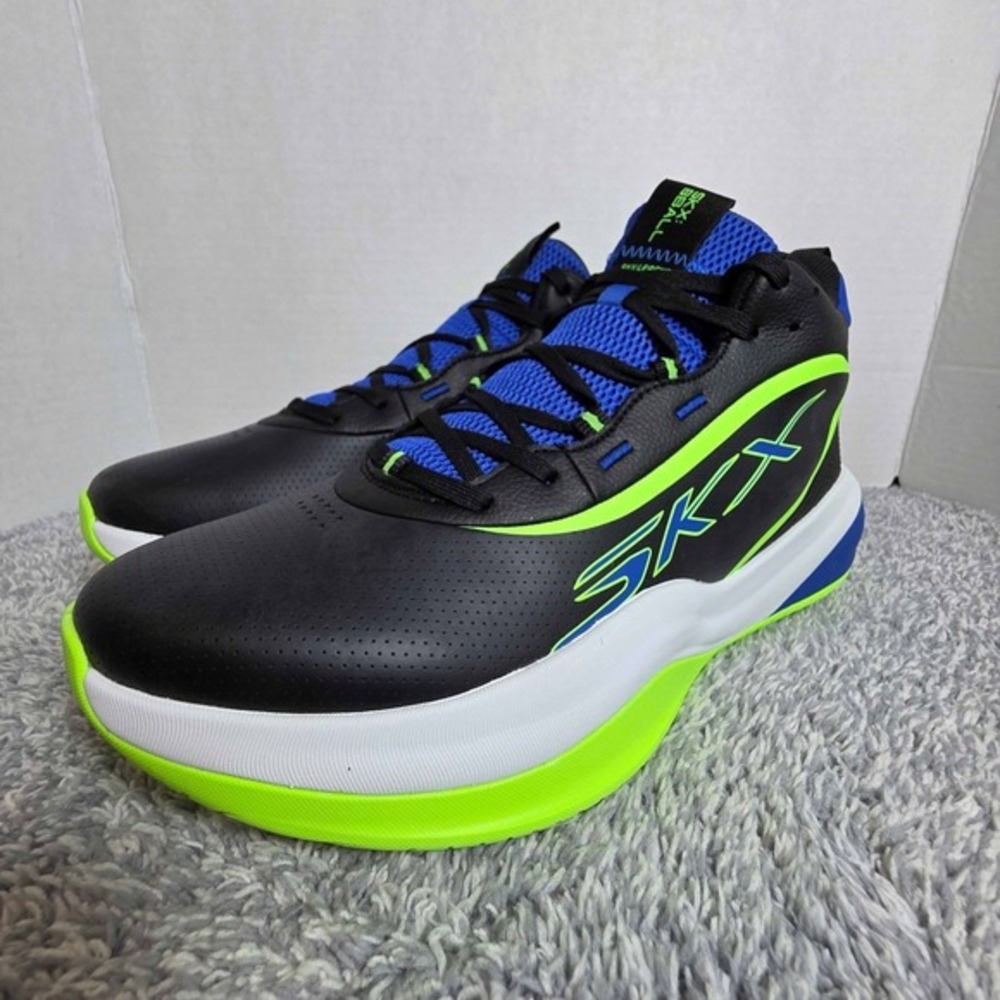 Skechers Basketball SKX League High Top Sneakers Men's 11 Black Blue 253010‎ NWT